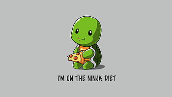 Funny Ninja On Diet, funny, ninja, pizza, minimalism HD wallpaper