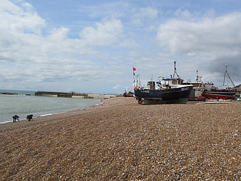 Fishing Boat Beach, Boats, Seafront, Seasides, Hastings, Beaches HD wallpaper