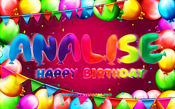 Happy Birtay Analise, , colorful balloon frame, Analise name, purple background, Analise Happy Birtay, Analise Birtay, popular german female names, Birtay concept, Analise HD wallpaper