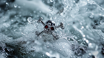 Skull and Crossbones - Aquatic Theme, skull, skull and crossbones, Crossbones, water, splash HD wallpaper