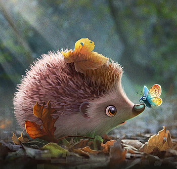 So beautiful!, maia zeidan, fantasy, art, butterfly, hedgehog HD wallpaper