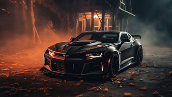 Black Chevrolet Camaro Halloween, chevrolet-camaro, camaro, halloween, cars, behance HD wallpaper