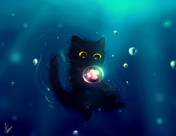 Art, Flower, Cat, Ball, Nice, Sweetheart HD wallpaper