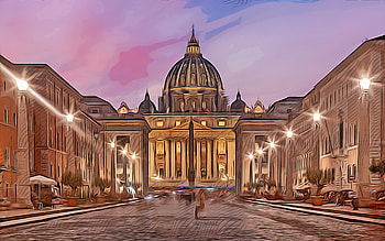 Saint Peters Basilica, Rome, Vatican City, , vector art, Saint Peters Basilica drawing, creative art, Saint Peters Basilica art, vector drawing, Rome cityscape, Italy HD wallpaper