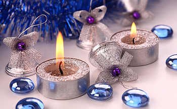 Holidays, New Year, Bluebells, Candles, Christmas, Holiday, Christmas Decorations, Christmas Tree Toys, Tinsel, Attributes HD wallpaper