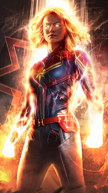 Brie Larson, Captain Marvel, Official Art, Sony Xperia HD phone wallpaper