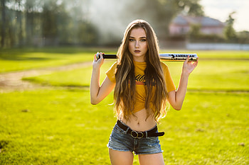 Girl With Baseball, girls, model, baseball HD wallpaper