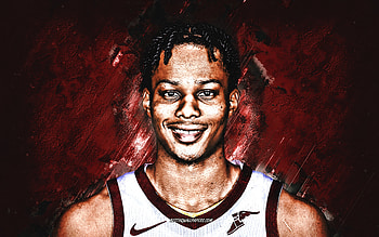 Isaac Okoro, Cleveland Cavaliers, Turkish basketball player, burgundy stone background, grunge art, NBA, basketball, USA HD wallpaper