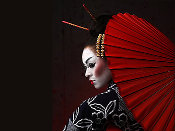 Geisha, profile, lady, orient, phot, beautiful, woman, nice HD wallpaper