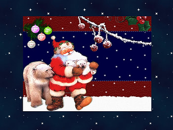 Santa with bear, holiday, bear, christmas, santa HD wallpaper