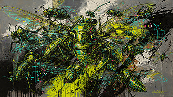Bugcore, Insect, Mech, Grasshopper, Cyberpunk HD wallpaper