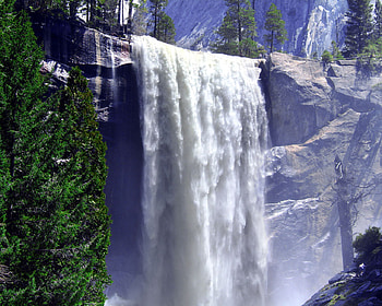 WATERFALL, trees, nature, mountains HD wallpaper