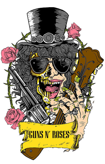 Slash T-shirt art, Rock 'n roll-inspired, Drawing, Guns N' Roses HD phone wallpaper