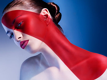 Painted face, painted, female, red, beauty HD wallpaper