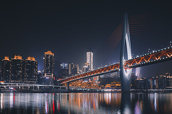 Architecture, Cities, Night City, Bridge, Backlight, Illumination, China, Chongqing HD wallpaper