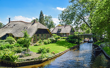Giethoorn, Holland, Netherlands, bridge, canal, Netherlands, house HD wallpaper