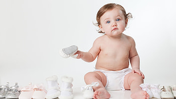 Light Blue Eyes Cute Child Toddler Is Sitting With Shoes In White Background Cute HD wallpaper