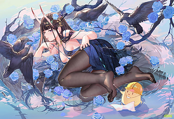 :), blue, atdan, azur lane, anime, manjuu, girl, manga HD wallpaper