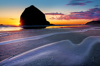 Shadow of the rock, nature, light, coast, beach HD wallpaper