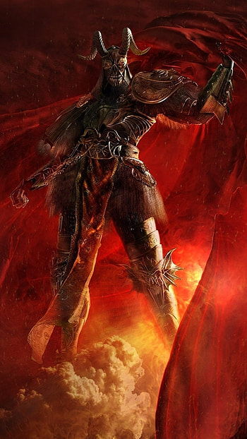 Black Devil, Fire Background HD phone wallpaper