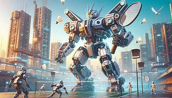 Futuristic Robot Badminton Match, badminton, futuristic, Sports, technology HD wallpaper