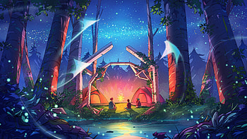 Camping, art, night out HD wallpaper