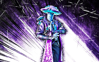 Madcap, grunge art, Fortnite Battle Royale, Fortnite characters, Madcap Skin, violet abstract rays, Fortnite, Madcap Fortnite HD wallpaper