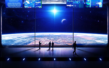Planet Observatory, observatory, sci-fi, space station, planet, space HD wallpaper