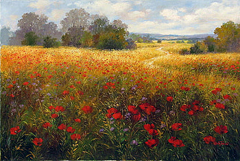 Paul Guy Gantner. Родные просторы, painting, art, field, flower, nature, paul guy gantner HD wallpaper