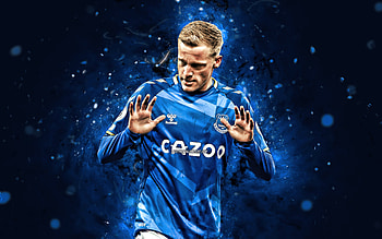 Donny van de Beek, , 2022, Everton FC, dutch footballers, soccer, Premier League, football, Donny van de Beek , blue neon lights, Donny van de Beek Everton HD wallpaper
