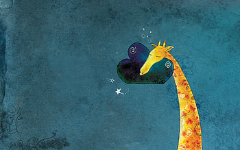 Good Night!, night, animal, art, giraffe, orange, funny, good, sleep, cloud HD wallpaper