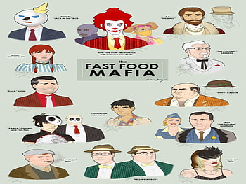 fast food mafia, papa jons, bobs burger, dairy queen, subway, wendy, mcdonalsd, jack in the box, little caesar burger king, kfc, panda HD wallpaper