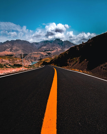 Nature, Sky, Mountains, Road, Markup, Asphalt HD phone wallpaper