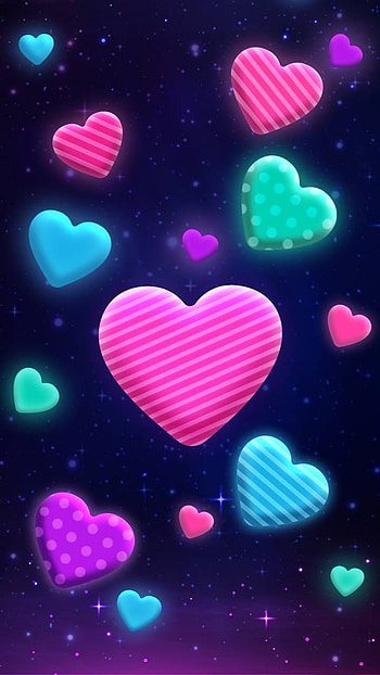 Colorful hearts, colorful, artistic, heart HD phone wallpaper
