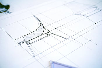 Detailed sketch of a modern chair design showcasing precise lines and geometric shapes. HD wallpaper