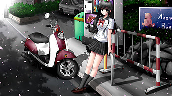 Her And Her Scooter, anime-girl, anime, artist, artwork, digital-art, deviantart HD wallpaper