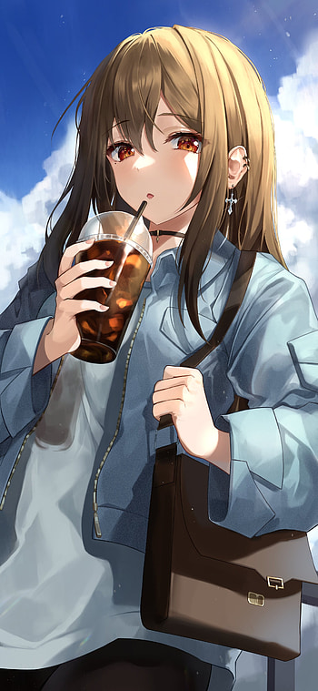 Anime gilr, cloud, sky, Beautiful, Love HD phone wallpaper
