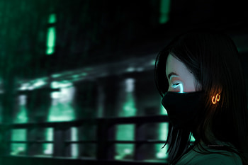 Sad Girl, cutegirl, rain, pain, green, tears, night, sadness, sorrow, animegirl, life, rainy, subway, blue, light, glow, anime HD wallpaper