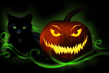 GRINNING JACK, black cat, halloween, , pumpkin, cat, jack, lantern, scarey HD wallpaper