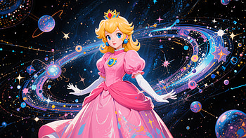 Princess Peach in Cosmic Radiance - Ultra, princess, galaxy, space, dress, cosmic HD wallpaper