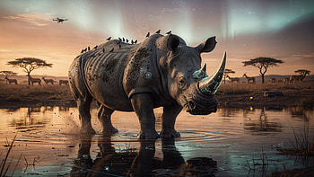 Majestic Rhino at Dusk —, Rhino HD wallpaper