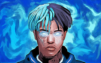 XXXTentacion, , vector art, american rapper, superstars, creative, blue backgrounds, american celebrity, Jahseh Dwayne Ricardo Onfroy, music stars, XXXTentacion HD wallpaper