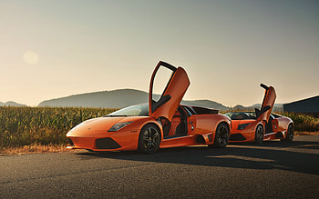 Lamborghini Murcielago LP640 Roadster, front view, orange supercars, exterior, orange LP640, italian sports cars, Lamborghini HD wallpaper