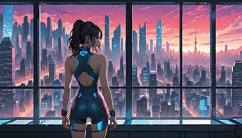 Tomorrows Skyline Window To The Future, skyline, city, ai, girl, artist, artwork, art, digital-art, deviantart HD wallpaper
