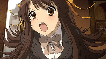 Anime, Haruhi Suzumiya, Brown eyes, Open mouth HD wallpaper