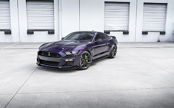 Ford Mustang GT500 Shelby, 2021, front view, exterior, purple coupe, tuning Mustang GT500, purple Mustang GT500, American sports cars, Ford HD wallpaper
