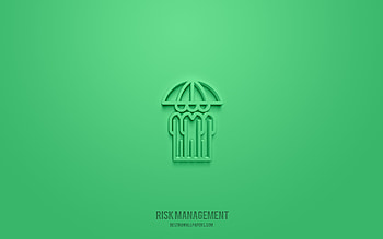 Risk management 3d icon, green background, 3d symbols, Risk management, business icons, 3d icons, Risk management sign, business 3d icons HD wallpaper