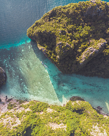 Aerial shot, bay, cliff HD phone wallpaper