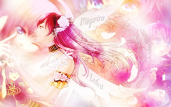 Megurine Luka, luka, cute, vocaloid, long hair, dress, feather, abstract, wing, flower, female, sexy, wings, hot, girl, pink hair, anime girl, anime, fantasy HD wallpaper