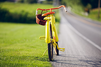 Grass, Summer, Shine, Light, Miscellanea, Miscellaneous, Road, Bicycle HD wallpaper